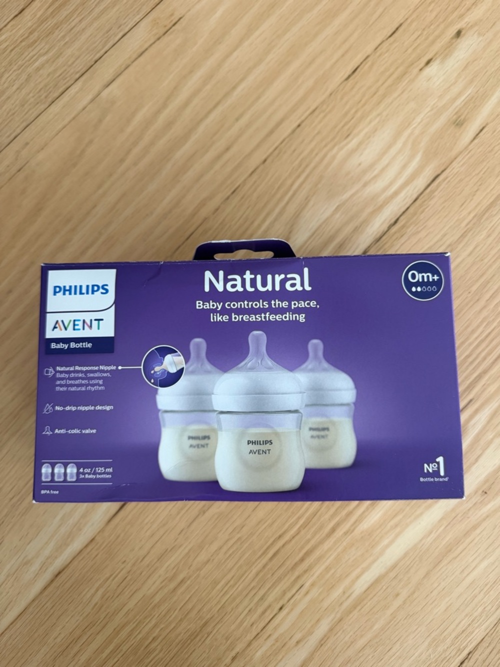 Philips Avent Natural Baby Bottles - Purple Packaging with White Bottles